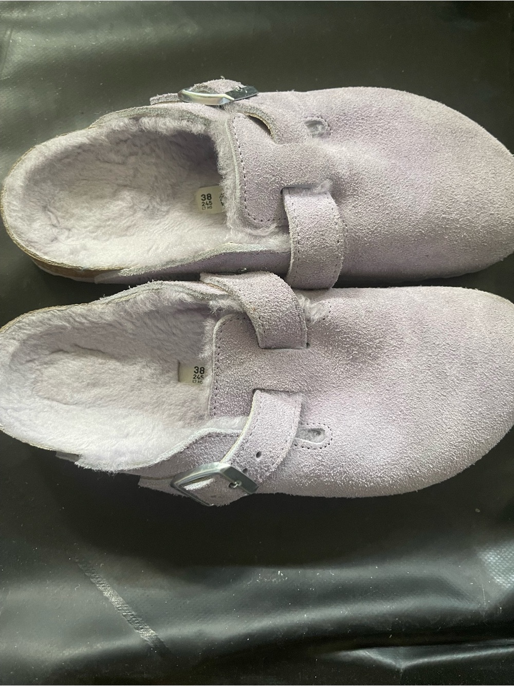 Birkenstock Kids Lavender Suede Clogs with Buckle